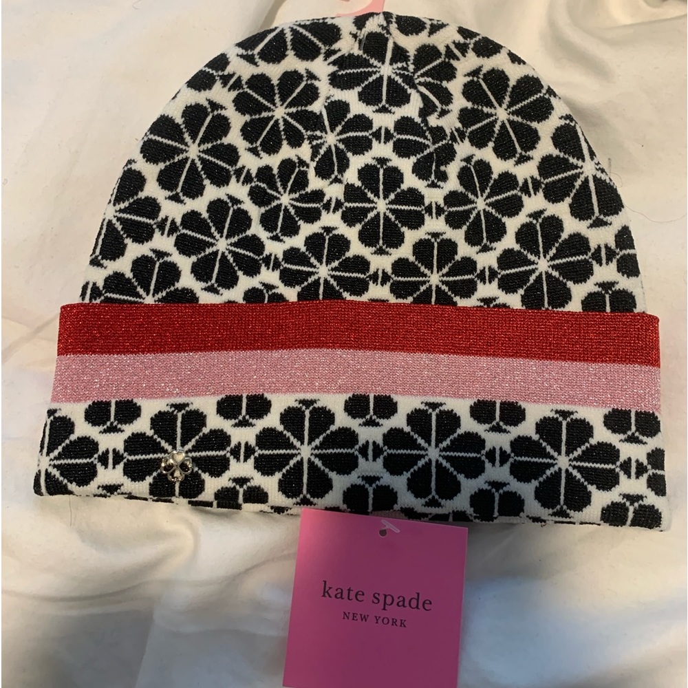 NWT KATE SPADE - SPADE FLOWER STRIPE BEANIE
